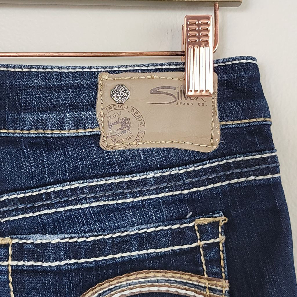 Silver Frances 22" Flare Bootcut Jeans Low Rise Dark Blue Western Cowgirl 27 - Picture 6 of 12
